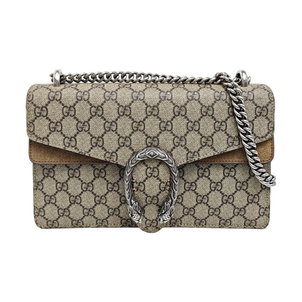 Dionysus Small Monogram Coated Canvas Beige