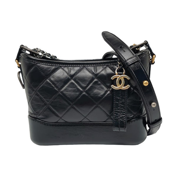 GABRIELLE Small Quilted Vintage Calf Black