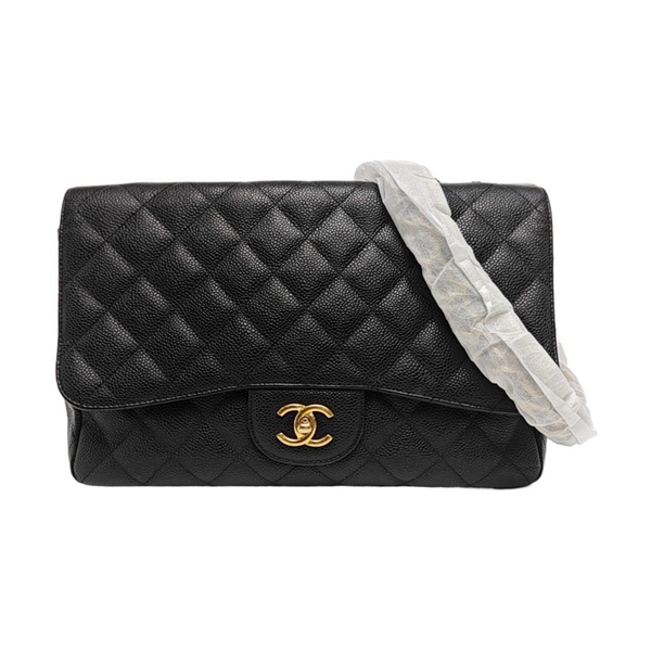 Large Quilted Grained Calfskin Black