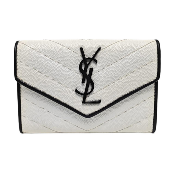 Chevron Calfskin Wallet White