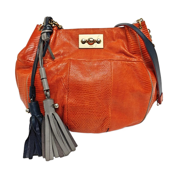 Calfskin Shoulder Bag Orange