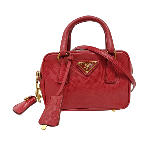 Saffiano Calfskin Shoulder Bag Red