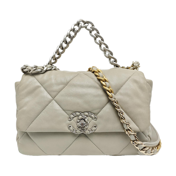 CHANEL 19 Small Quilted Lambskin Gray