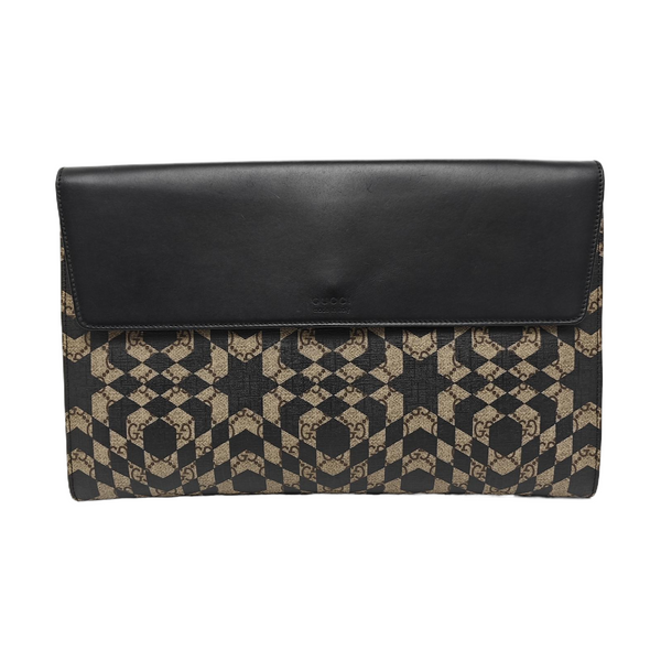 Monogram Coated Canvas Clutch Beige