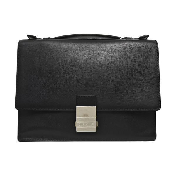 Leather Top Handle Bag Black