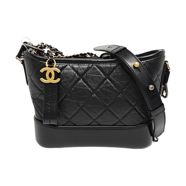 GABRIELLE Small Quilted Vintage Calf Black