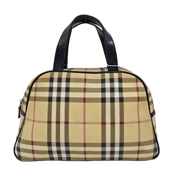 Coated Canvas Top Handle Bag Beige