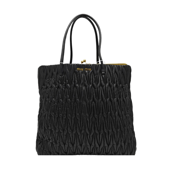 Quilted Lambskin Top Handle Bag Black