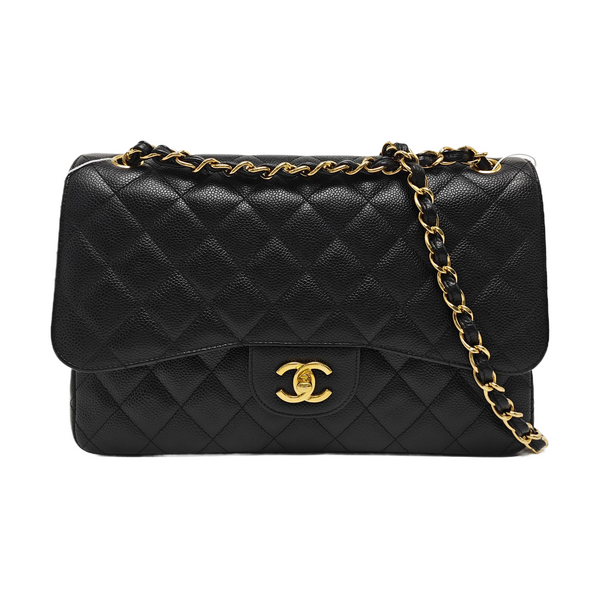 CLASSIC FLAP Jumbo Quilted Grained Calfskin Black