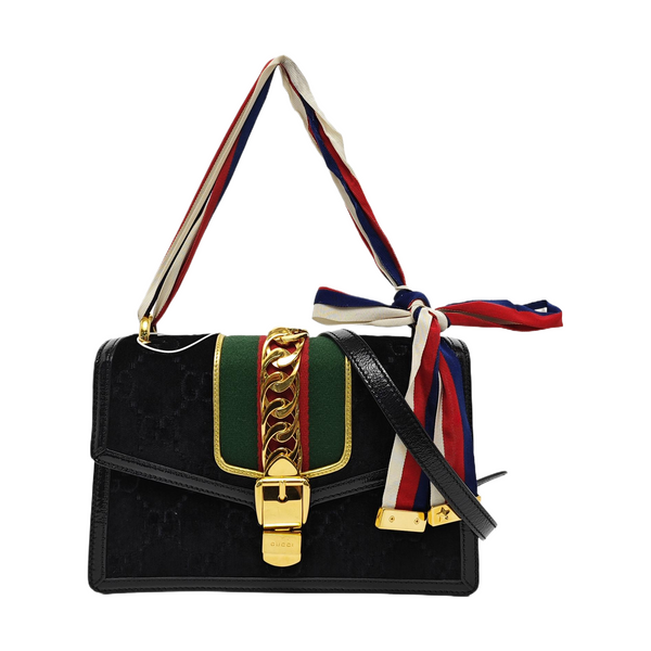Sylvie Small Monogram Velvet Black
