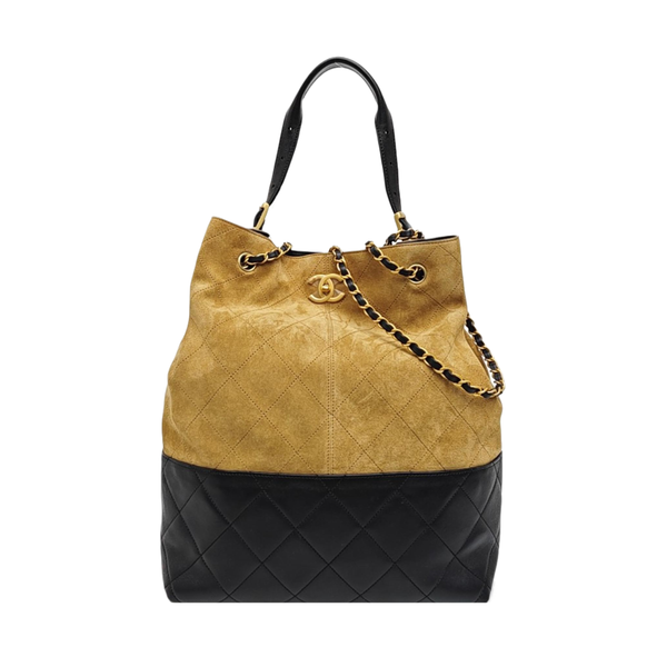 Quilted Suede Tote Bag Beige