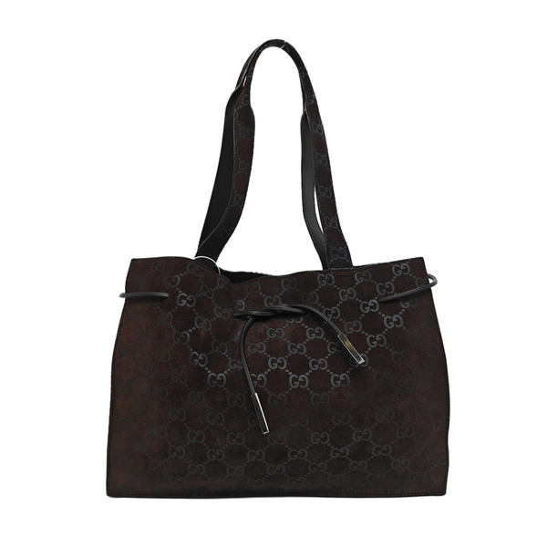 Suede Top Handle Bag Brown