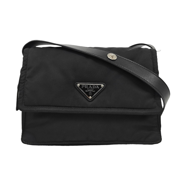 Nylon Shoulder Bag Small Black