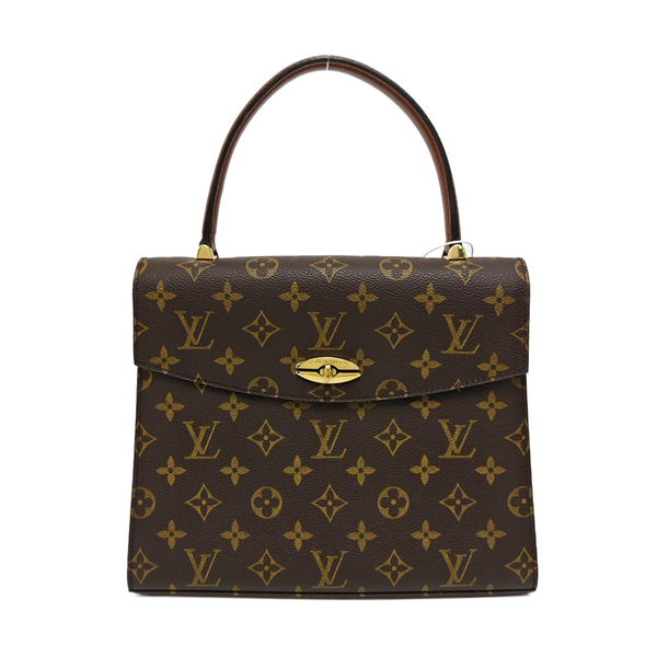 Coated Canvas Top Handle Bag Brown
