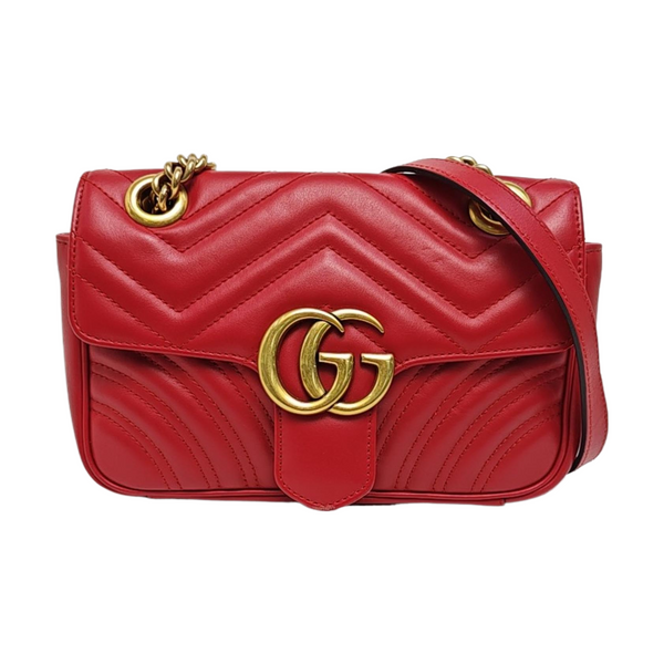 GG Marmont Small Quilted Calfskin Red