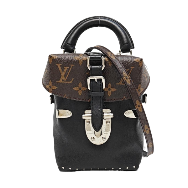 Monogram Calfskin Shoulder Bag Black