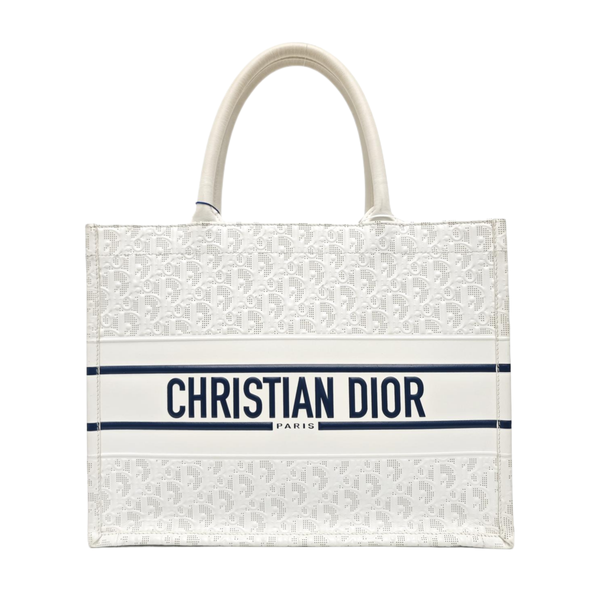 Book Tote Medium Oblique Calfskin White