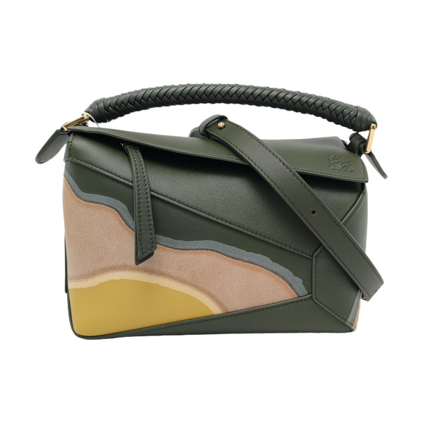 Puzzle Edge Landscape Small Calfskin Green