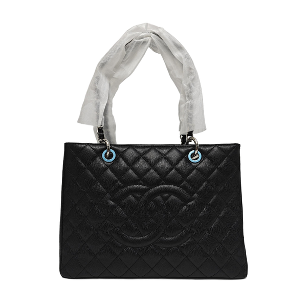 CHANEL GST Large Quilted Grained Calfskin Black