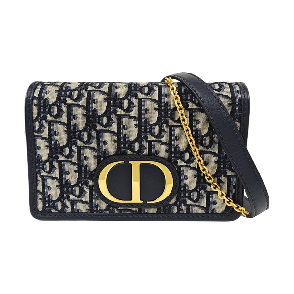30 Montaigne Mini Oblique Canvas Blue