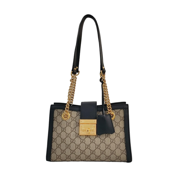 Padlock Small Monogram Coated Canvas Beige