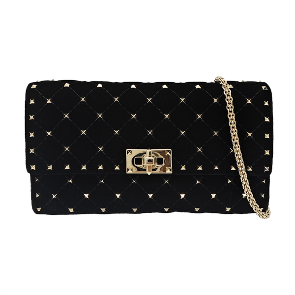 Spike Up Quilted Velvet Black