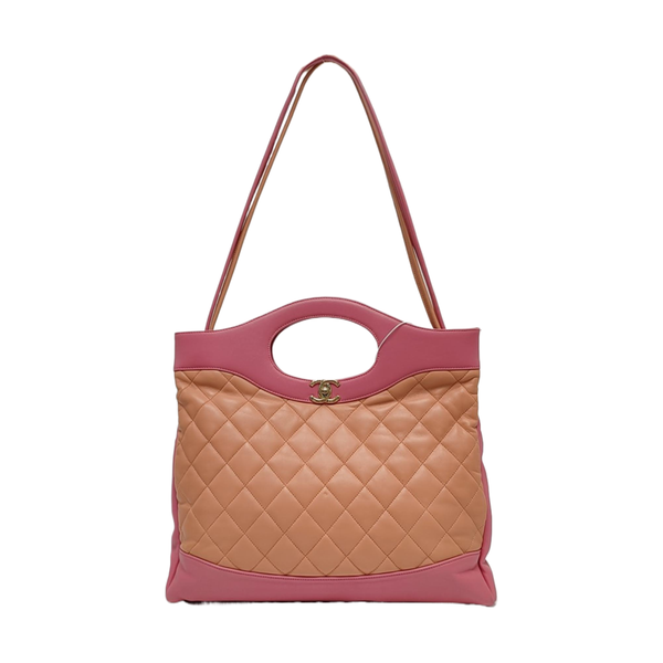 CHANEL 31 Piel de Becerro Acolchada Grande Beige
