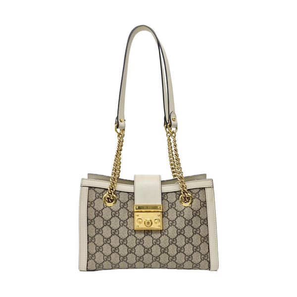 Padlock Small Monogram Coated Canvas Beige