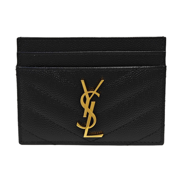 MONOGRAM Chevron Calfskin Black Card Holder