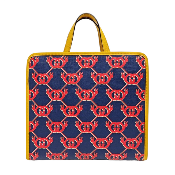 Monogram Coated Canvas Tote Bag Blue