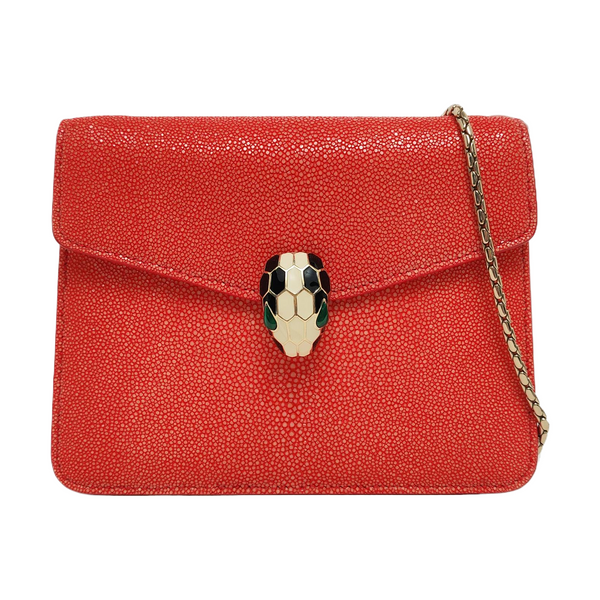 SERPENTI FOREVER Small Stingray Leather Red
