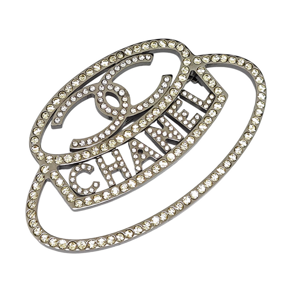 CC Logo Metal Silver Brooch