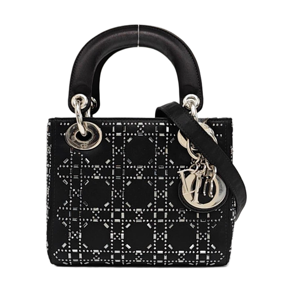 Lady Dior Mini Cannage Silk Satin Black