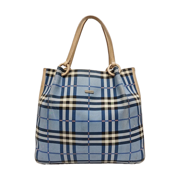 Coated Canvas Top Handle Bag Blue