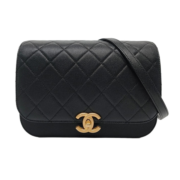 DIANA CC Mini Quilted Grained Calfskin Black