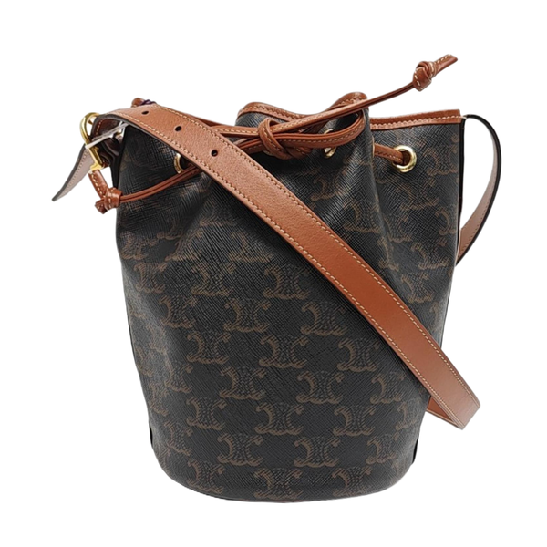 Authenticated pre-owned TRIOMPHE CANVAS Small Coated Canvas Brown - Bucket Bag at Looply