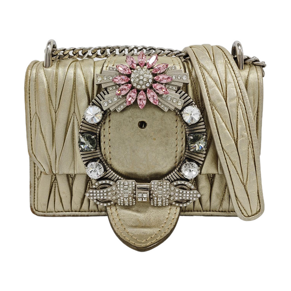 Miu Lady Quilted Lambskin Gold