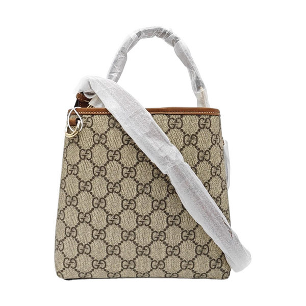 GG Emblem Monogram Coated Canvas Beige