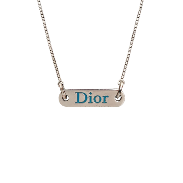 Dog Tag Metal Silver Necklace