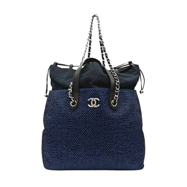 Straw Shoulder Bag Blue
