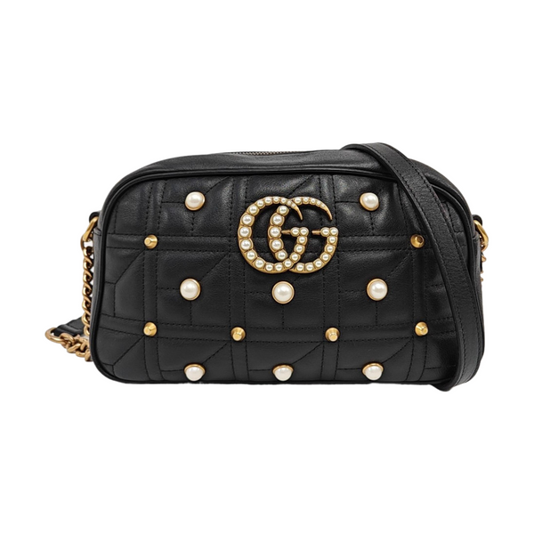 GG Marmont Small Quilted Calfskin Black