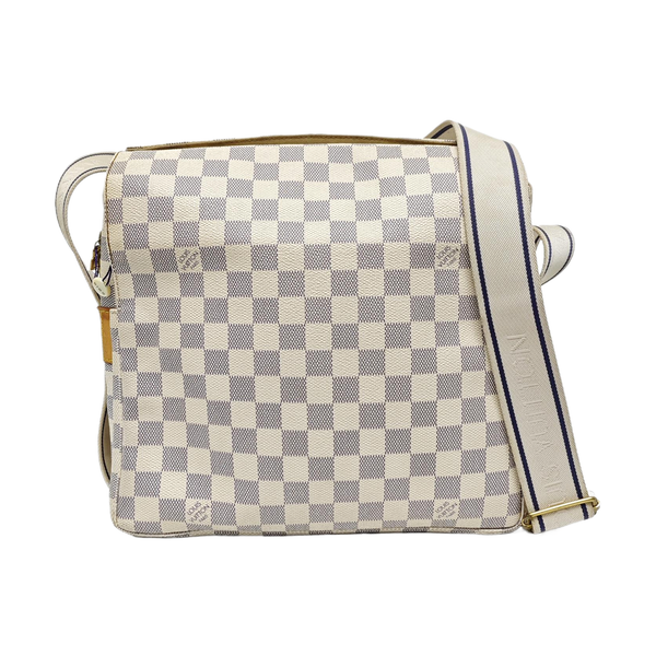 NAVIGLIO Damier Azur Coated Canvas White