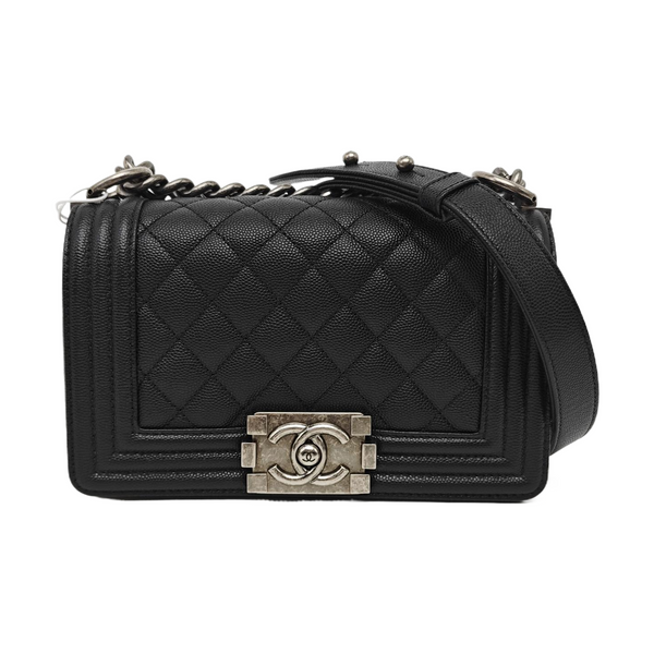BOY CHANEL Small Quilted Grained Calfskin Black