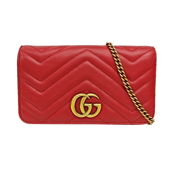 GG Marmont Super Mini Quilted Calfskin Red