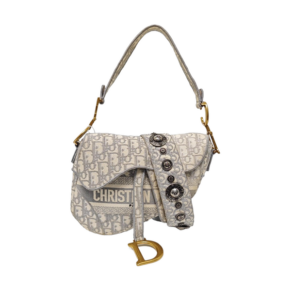 Saddle Small Oblique Canvas Gray