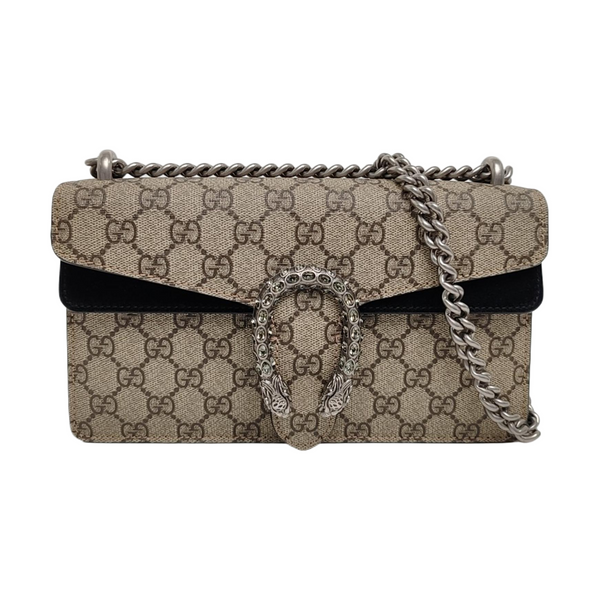 Dionysus Small Monogram Coated Canvas Beige