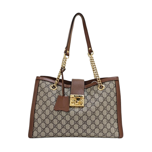 Padlock Medium Monogram Coated Canvas Beige