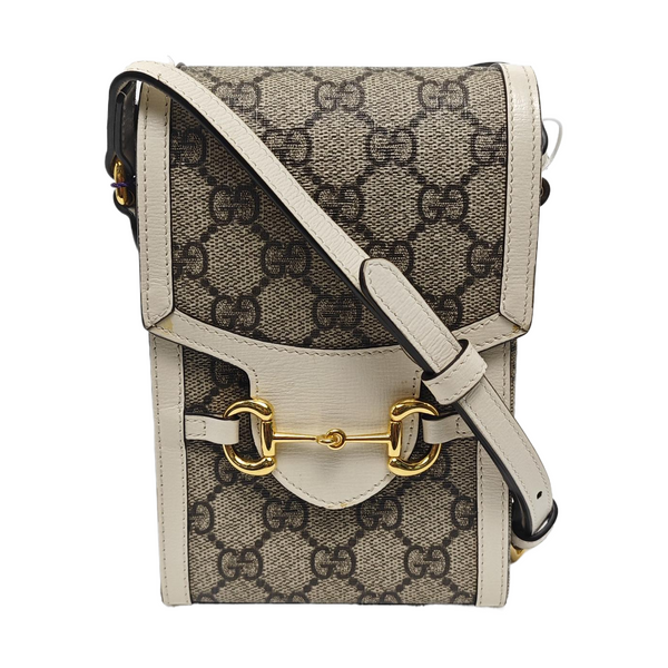 Authenticated pre-owned Horsebit 1955 Mini Coated Canvas Beige - Shoulder Bag at Looply