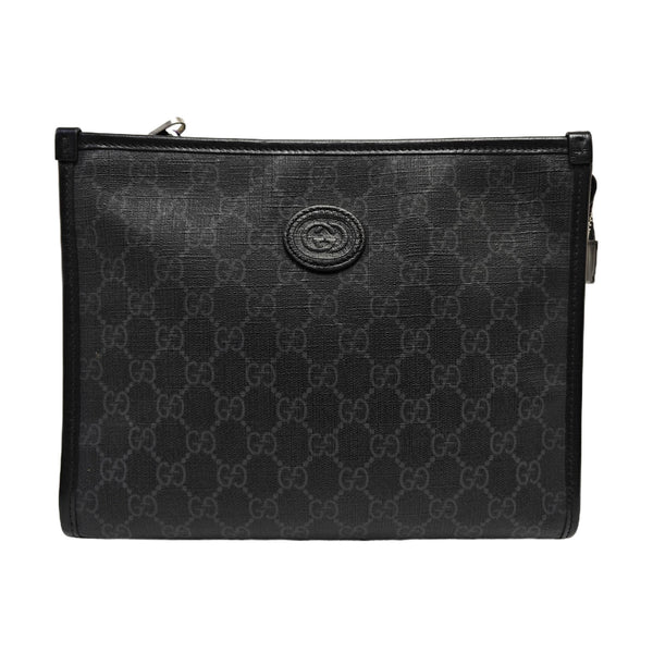 Coated Canvas Clutch Black