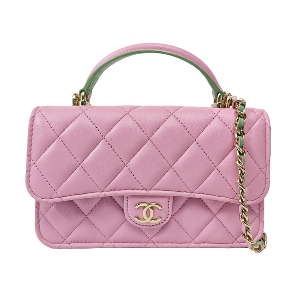 Quilted Lambskin Shoulder Bag Pink